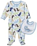 Little Me Fun Dino Footie with Bib, White, 9 Month