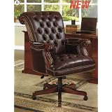 Coaster Traditional Executive Leather Office Chair, Nail head Trim Tufted Back
