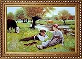 Impressionism Portrait Couple Oil Painting 30.5 x 42.5 inches, with Exquisite Dark Gold Wood Frame