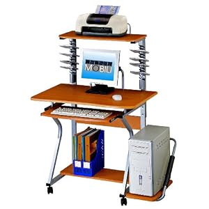 Techni Mobili Mobile Upright MDF Computer Desk, Woodgrain