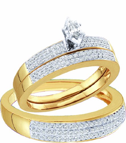 Men's Ladies 10k Yellow and White Gold .52 Ct