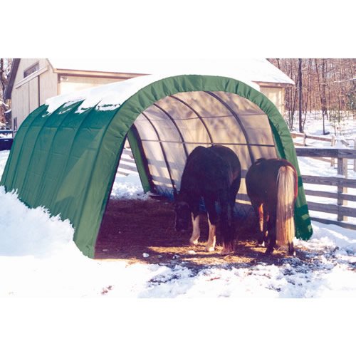ShelterLogic 12 x 20 x 10- Feet Round Style Run-In Shelter, Green Cover