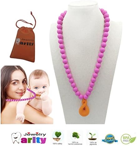 RARITYUS Fashion Silicone Baby Teething Nursing Necklace - Fashionable Nursing Necklace and letters pendant baby Safe For Mom To Wear,BPA Free Chew Beads Baby Teether Toys