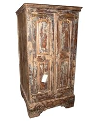 Antique India Furniture Hand Crafted Armoire Teak Cabinet Chest Beautiful Rare Patina