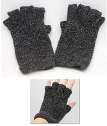 Handmade Alpaca Natural Fiber Fingerless Gloves - Charcoal Beauty - Knitted 100% By Hand (Women/teens)