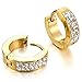 Men's Stainless Steel Stud Hoop huggie Earrings CZ Silver Gold Charm Elegant