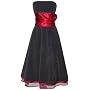 50's Black Red Strapless Rockabilly Polkadot Prom Dress Holiday Formal Gown