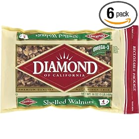 Diamond Shelled Walnuts, 16-Ounce Bags (Pack of 6)