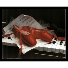 Ballet Slippers On Piano Music Framed Art Poster Print - 20