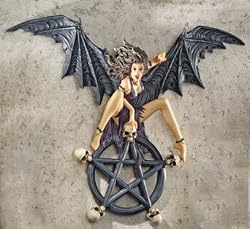 medieval vampire statue gothic skull pentagram mistress