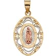 14K Tri-Color Gold Our Lady of Guadalupe Medal - 26.25x20.75mm