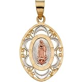 14K Tri-Color Gold Our Lady of Guadalupe Medal - 32.00x25.00mm