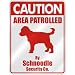 CAUTION " AREA PATROLLED BY SCHNOODLE SECURITY CO. " PARKING SIGN DOG