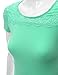 Doublju Women Short Sleeve Shoulder Lace Designed Round Neck Slim Fit Top