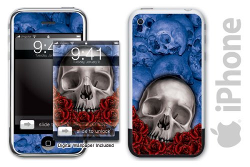 New Apple iPhone Protective Skin with "E Shock" drop resistant vinyl. - BoneCollector - Blue
