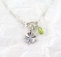 Sterling Silver Four Leaf Clover and Peridot "Irish Luck" Necklace, 16"