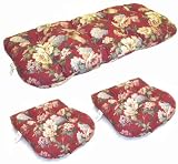 3-Piece Wicker Furniture Cushion Set - Genovese Crimson Floral