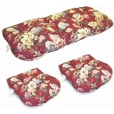 3-Piece Wicker Furniture Cushion Set - Genovese Crimson Floral by KIP