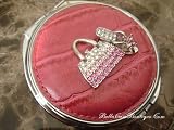 Jeweled Mirror Compact- Pink Leather with Purse & Shoe