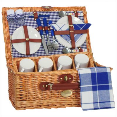 Academy Picnic Basket Color: Blue Checkered
