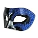 SeasonsTrading Mystic Blue Glitter & Black Venetian Masquerade Mask - Mardi Gras Prom Party