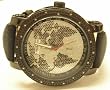 JoJIno Large IP Plated World Map Diamond Watch