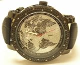 JoJIno Large IP Plated World Map Diamond Watch