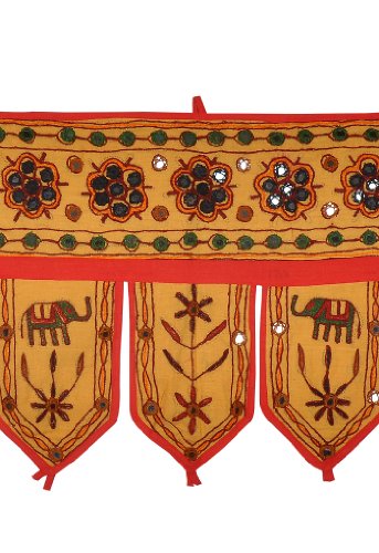 Imagen 1 de Étnico decorativo diseño hermoso elefante bordado el colgante Bandhanwar Toran Tamaño 34 x 12 pulgadas