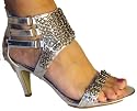 Womens/Ladies/Girls Metallic Silver Sandal with Chain Mail Design to front, and 9cm Heels!!!!!!!