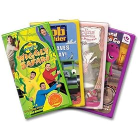 Kids' Favorites Gift Pak  (The Wiggles Safari/Bob The Builder Saves The Day/Barney Round & Round We Go/Angelina Ballerina Rose Fairy Princess) [VHS]