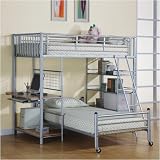 metal loft bed compare Windward Furniture 7499 Eagle Point Twin/Twin Bunk Loft Bed in Silver