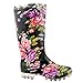 Women's Quilted Knee High Waterproof Riding Rain Boots TRENDS SNJ SHOES