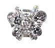 Hair Clip - H2- Crystal Butterfly Flower - Sm Size (7/8" x 11/16") ~ Hematite (Gunmetal Gray / Grey)
