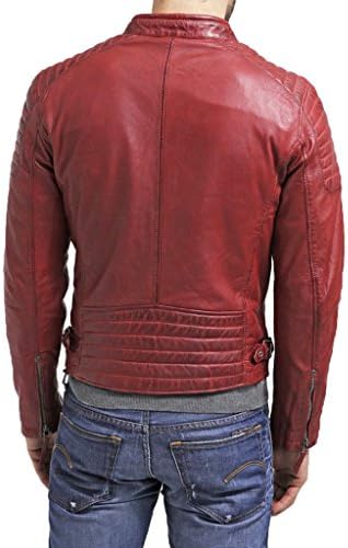 SkinsDesign Mens Stylish Lambskin Genuine Leather Jacket Mj 251 X-Large Red