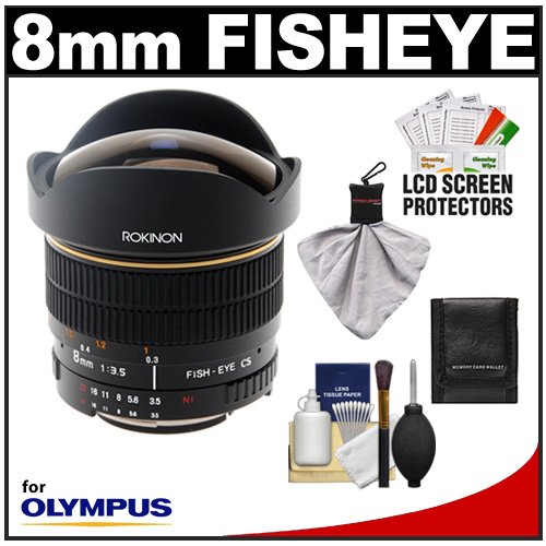 Rokinon 8mm f/3.5 Aspherical Fisheye Manual Focus Lens + Accessory Kit for Olympus 4/3 E-5, E-30, E-3, Evolt E-420, E-450, E-500, E-510, E-520 & E-620 Digital SLR Cameras