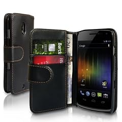 Schwarz Leder Portemonnaie Schutzh�lle F�r Google Samsung Galaxy Nexus Prime