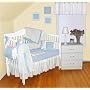 White Blue Gingham Baby Boy 7 PC Crib Bedding Set