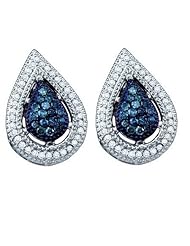 10KT White Gold 0.40 CTW Blue Diamond Fashion Earrings