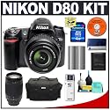 Nikon D80 10.2MP Digital SLR Camera with 18-55mm VR DX + Nikon 70-300mm f/4-5.6G Autofocus Zoom Lens + 4GB SecureDigital (SDHC) Card + Card Reader + Nikon EN-EL3e Battery + Nikon Case