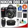 Nikon D80 10.2MP Digital SLR Camera with 18-55mm VR DX + Nikon 70-300mm f/4-5.6G Autofocus Zoom Lens + 4GB SecureDigital (SDHC) Card + Card Reader + Nikon EN-EL3e Battery + Nikon Case