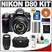 Nikon D80 10.2MP Digital SLR Camera with 18-55mm VR DX + Nikon 70-300mm f/4-5.6G Autofocus Zoom Lens + 4GB SecureDigital (SDHC) Card + Card Reader + Nikon EN-EL3e Battery + Nikon Case