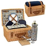Picnic Time Nottingham English-Style Willow Suitcase Premium Picnic Set For 2 (Tan)