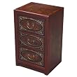 EXP Handmade Furniture - 25" Antique Style Red Leather End Table With Bas-Relief Floral Design