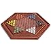 Yellow Mountain Imports Wooden Chinese Checkers Game Set, 11.75 Inches - With 60 Colored Marbles, 16mm