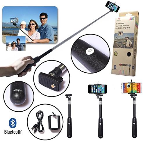Gopromate Universal Wireless Extendable Self-portrait Bluetooth Monopod Handheld Selfie Stick Monopod for iPhone Samsung and other IOS and Android Smartphone (Black)