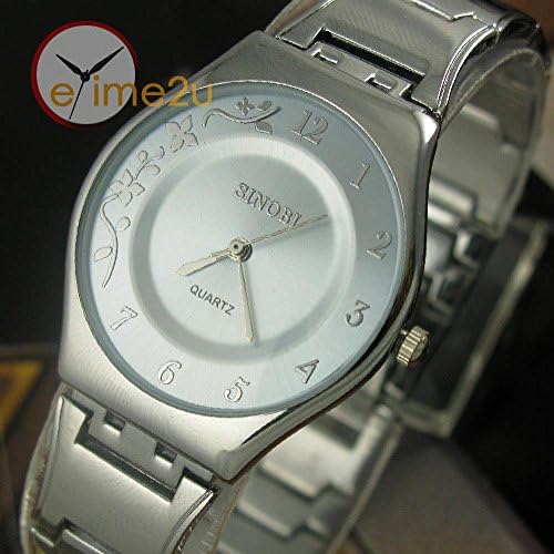 SunShine Day New Beauty Women'S Girl Flower Blue Dial Stainless Steel Ladies Quartz Bracelet Watch