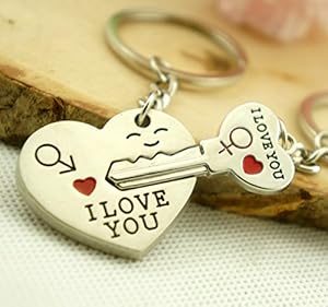 Liroyal Couple Keychain Keyring --- 