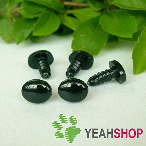 8mmx6mm Black Oval Safety Eyes / Plastic Eyes - 10 Pairs