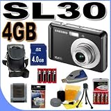 Samsung SL30 10MP Digital Camera 4GB Battery/Charger BigVALUEInc Accessory Saver Bundle