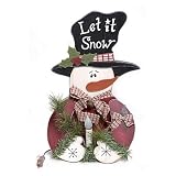 19.5 Country Snowman with Light Up Candle Decoration